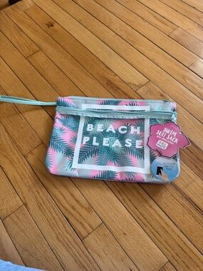 Beach Please Tropical Swim Suit Sack Wristlet - Pink & Teal